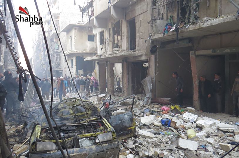 حلب::عشرات الشهداء والجرحى بعد استهداف حافلة عند دوار الحلوانية
